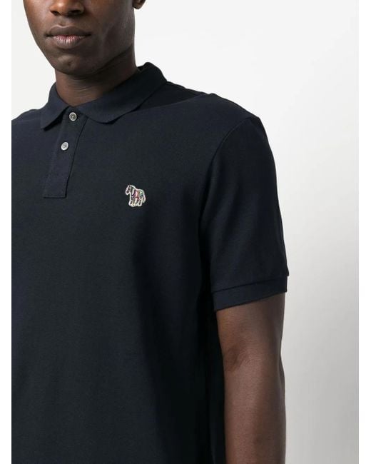 Paul Smith Blue Zebra-Motif Organic Cotton Polo for men