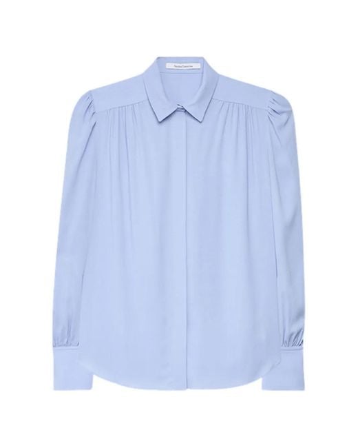 Another Tomorrow Blue Gathered Blouse