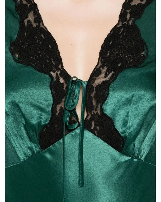 RIXO London Amari Lace-Trimmed Satin Dress in Green | Lyst RIXO London Amari Lace-Trimmed Satin Dress in Green | Lyst