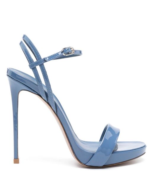 Le Silla Blue Gwen Sandalen aus Lackleder 120mm