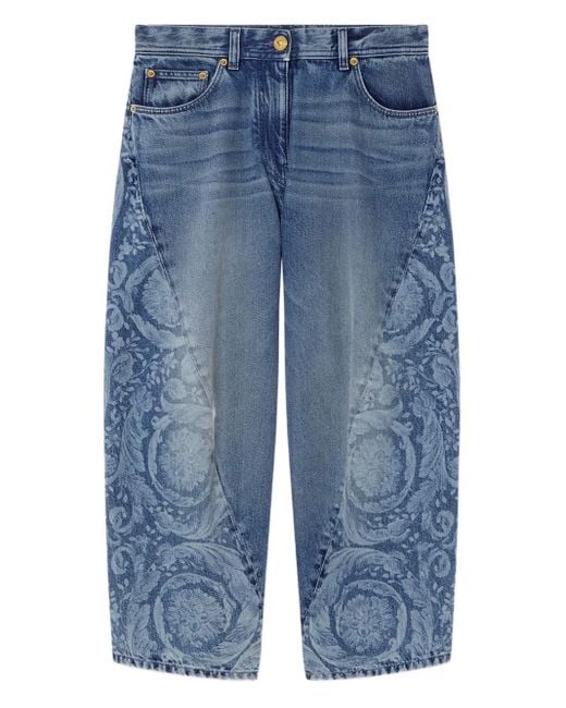 Versace Blue Barocco-Pattern Jeans