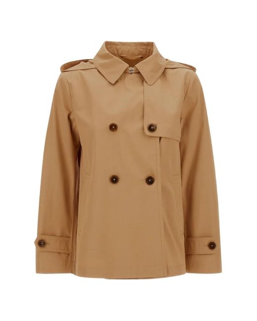 Herno Brown Hooded Double-Breasted Peacoat