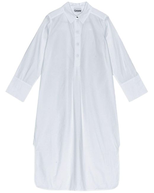 Ganni White Organic Cotton Poplin Shirtdress