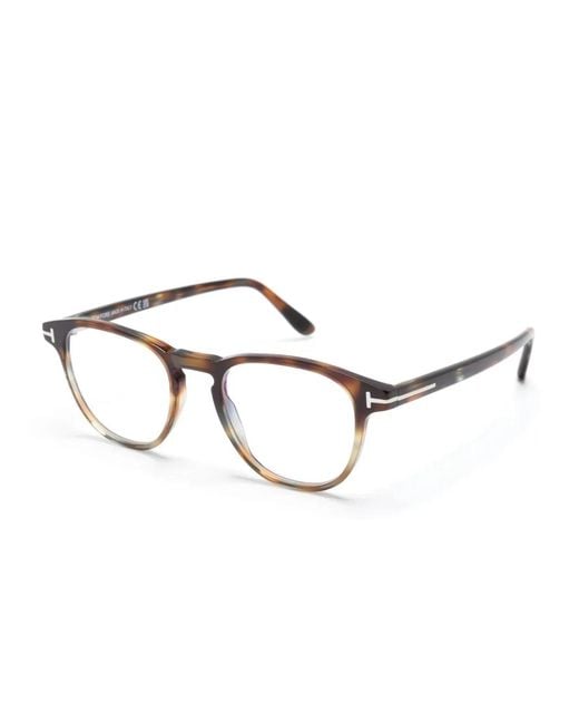 Tom Ford Brown Round-Frame Tortoiseshell-Effect Glasses