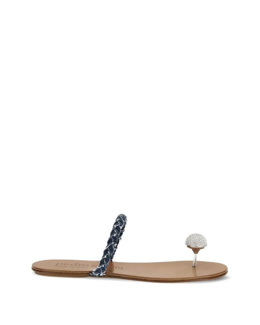 Pedro Garcia White Pipa Braided Diamanté Sandals