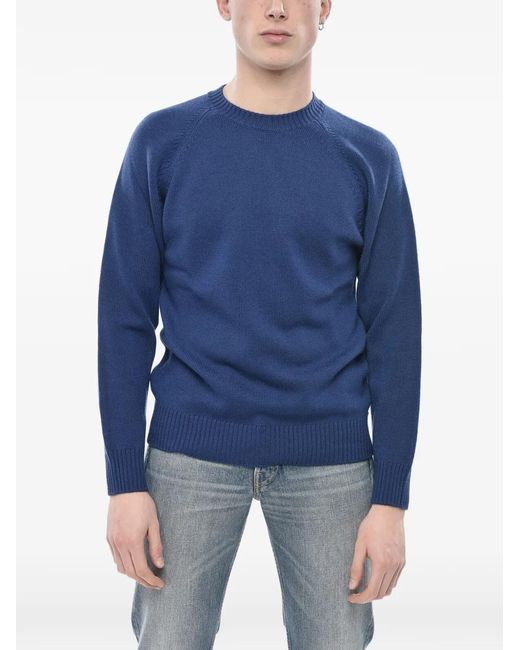 Paolo Pecora Blue Crew Neck Long-Sleeve Sweater for men