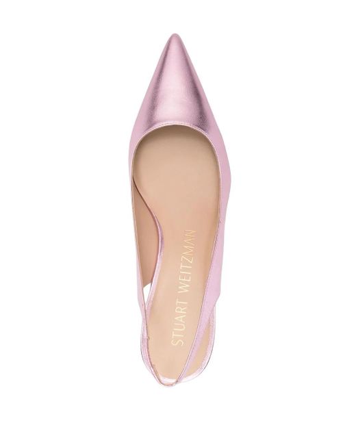 Stuart Weitzman Pink Metallic-Effect Pointed Pumps