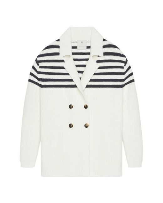 Givenchy White Striped Double-Breasted Cardigan