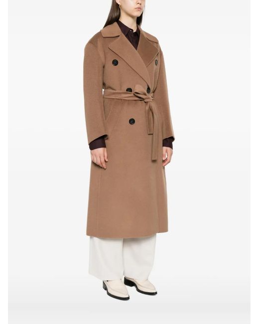 Max Mara Natural Double-Breasted Belted Coat