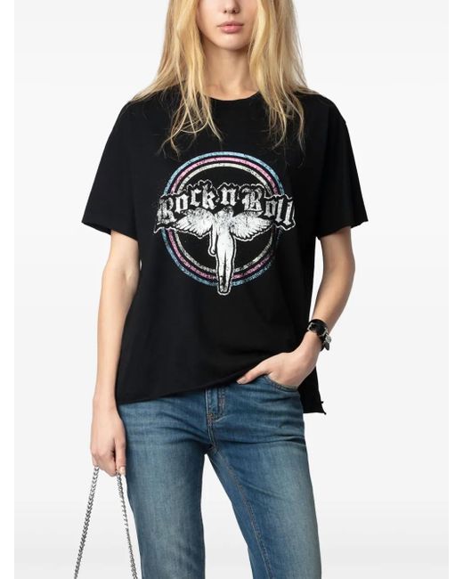 Zadig & Voltaire Black Tommer Strass T-Shirt