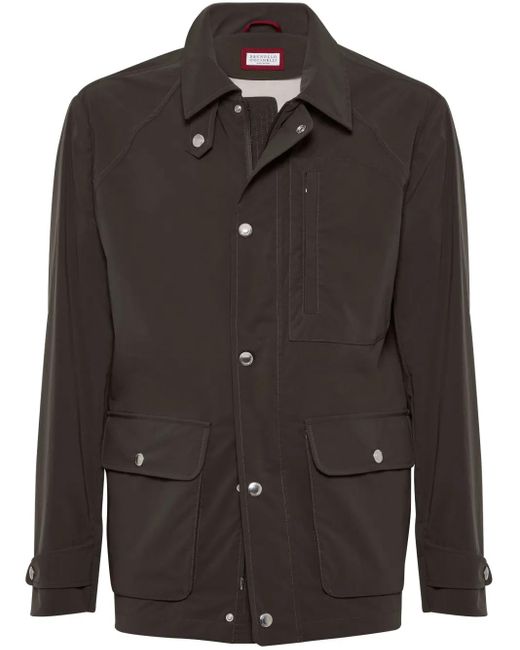Brunello Cucinelli Black Water Resistant Cotton Jacket for men