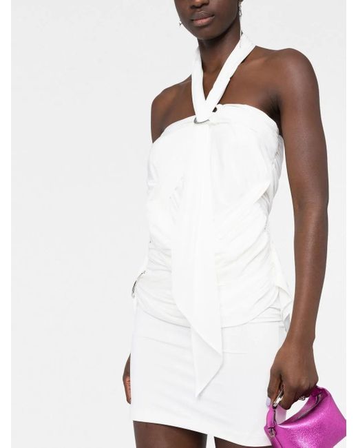 The Attico White Draped Halterneck Dress