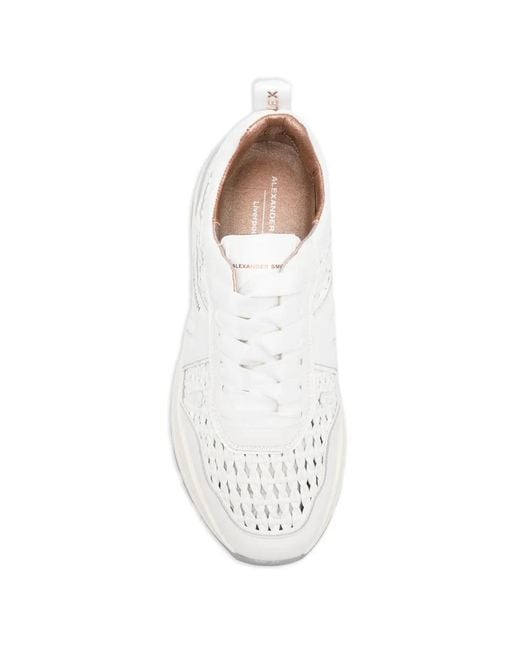 Alexander Smith White Liverpool Perforated Leather Sneakers