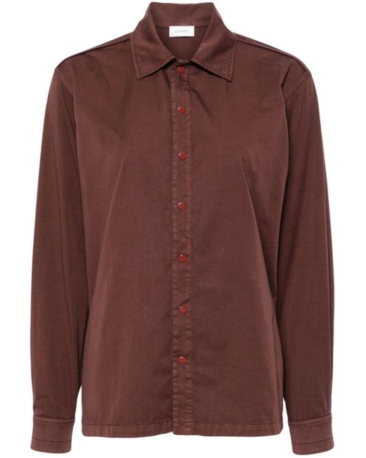 Lemaire Brown Spread-collar Cotton Shirt