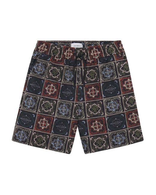 Les Deux Gray Patchwork-Embroidered Shorts for men