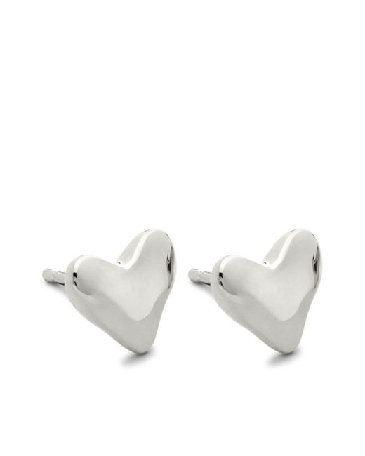 Monica Vinader White Heart Silver Stud Earrings