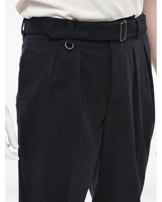 Paolo Pecora Black Belted Pleated Trousers for men