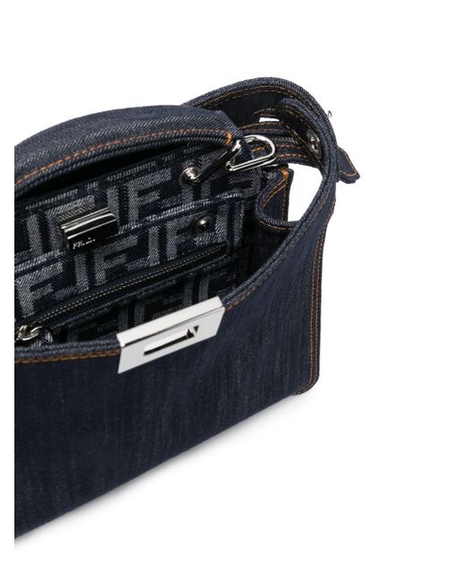 Fendi Blue Contrast-stitching Denim Tote Bag for men