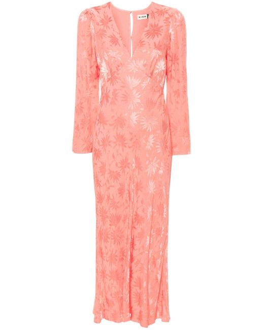 Rixo Pink Tabetha Patterned-jacquard Dress