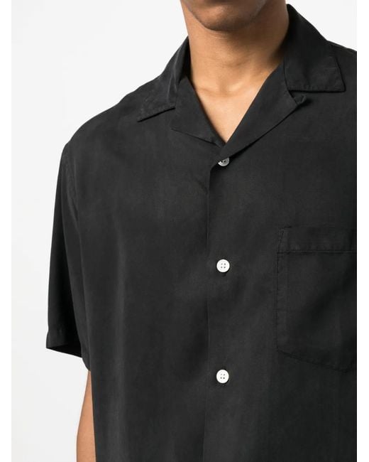 Portuguese Flannel Black Tencel Short-Sleeved Shirt for men
