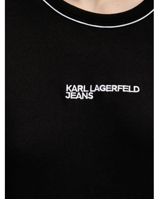 Karl Lagerfeld Black Logo-Detail T-Shirt Mini Dress