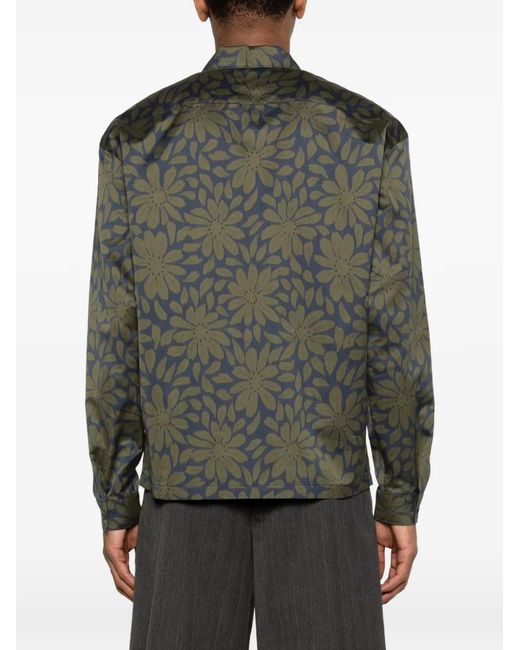 Prada Green Floral Zipped Shirt for men