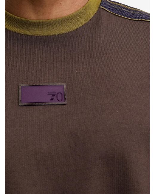 EA7 Brown Contrast-Trim T-Shirt for men