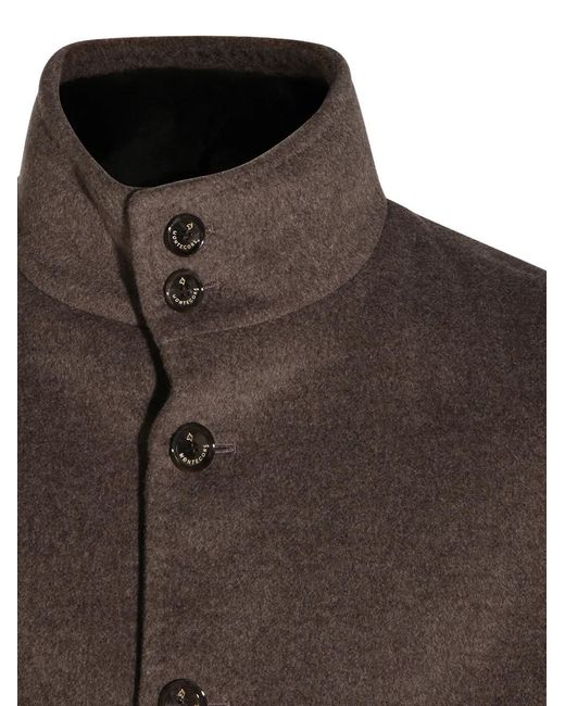 Montecore Brown Button-Fastening Cashmere Jacket for men