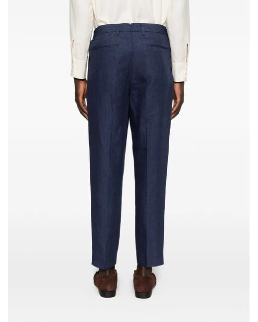 Entre Amis Blue Monet Pleated Trousers for men