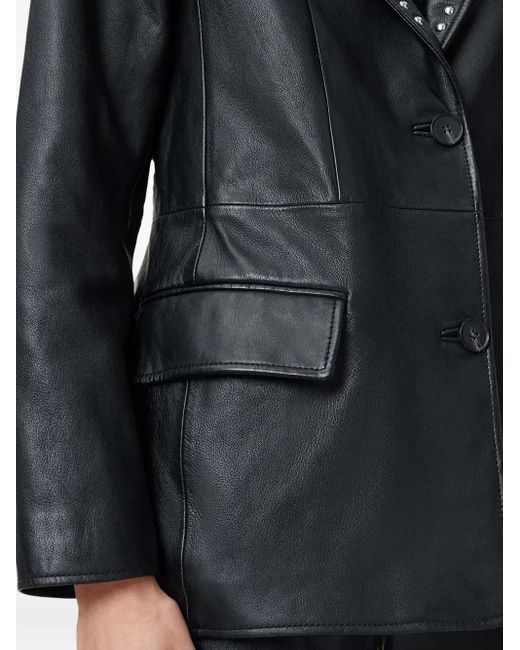 AllSaints Black Studded Leather Blazer
