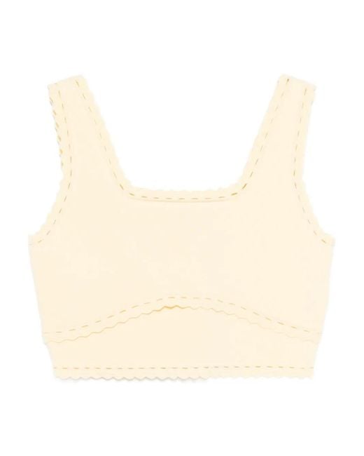 Sandro Natural Scalloped-Trim Crop Top