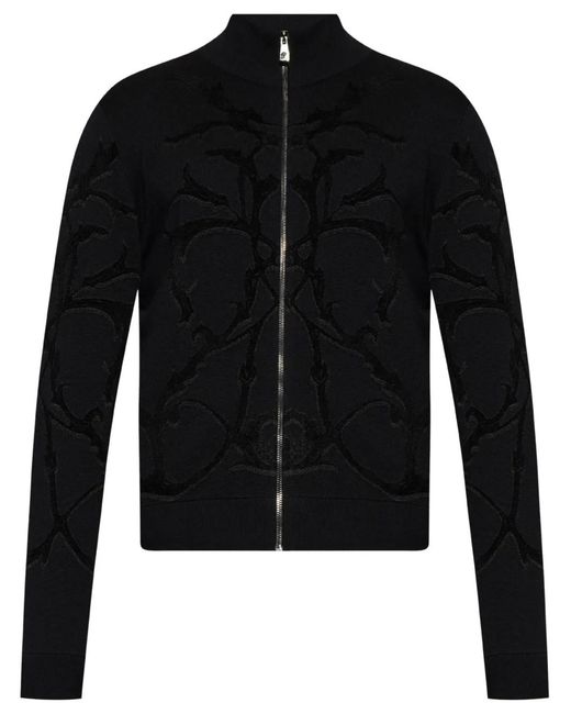 Versace Black Zip-Up Cardigan for men