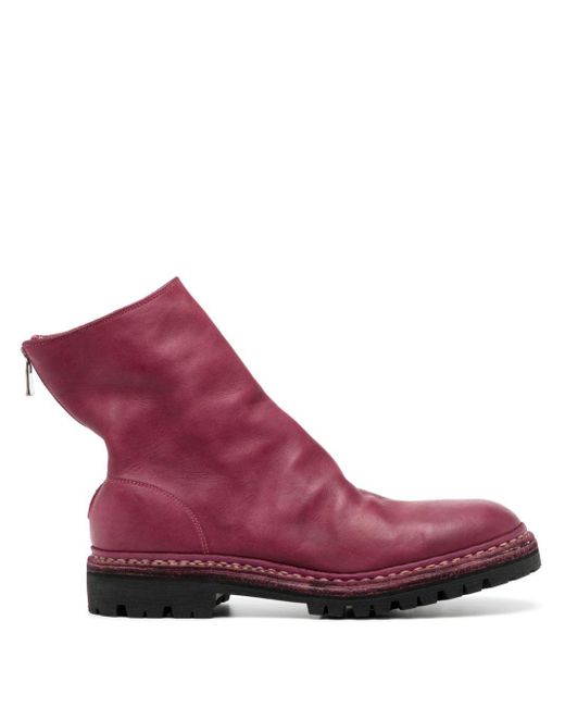 Guidi Purple Zip-fastened Leather Boots for men