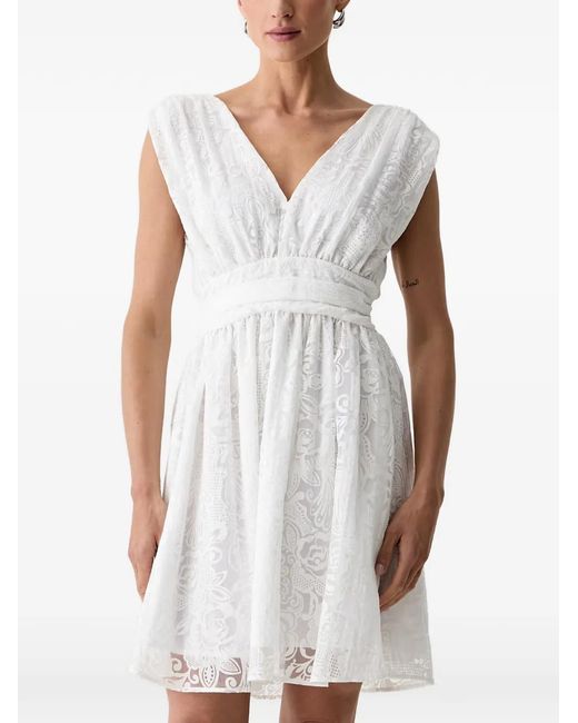 Morgan White Lace-Overlay Mini Dress