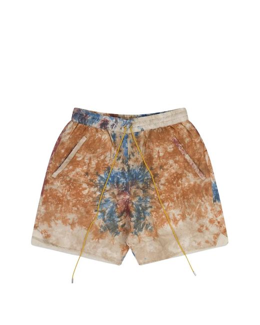 Rhude Brown Tie-Dye Swim Shorts for men
