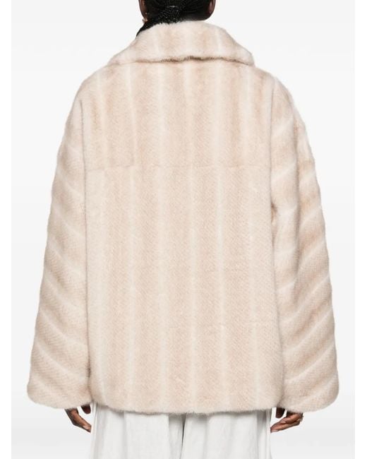 S.W.O.R.D Natural Double-Breasted Faux-Fur Coat