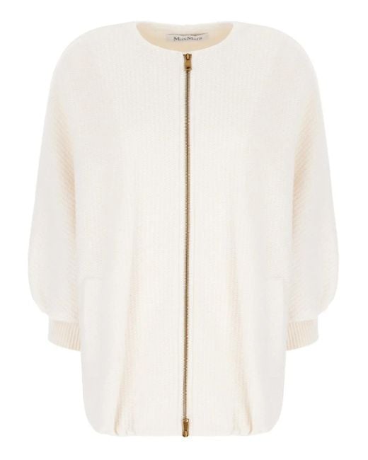 Max Mara White Zip-Front Knitted Jacket
