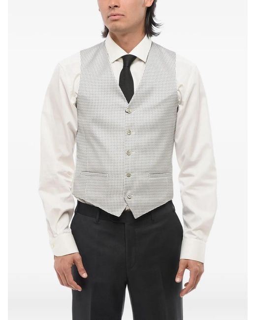 Corneliani Gray Polka-Dot Welt-Pocket Waistcoat for men
