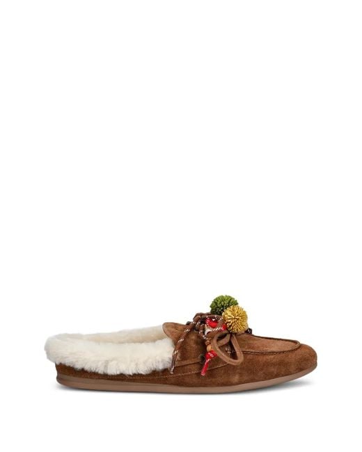Nokwol Brown Coco Pompom Slippers