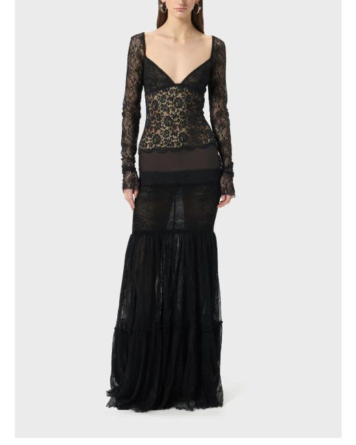 Blumarine Black Lace-Panelled Gown