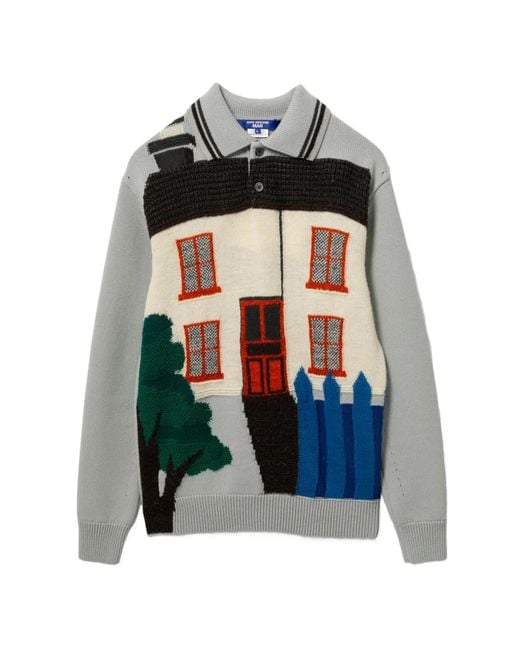 Junya Watanabe Gray House Print Collared Knitwear for men