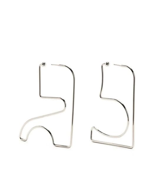 Courreges White Logo Geometric Earrings