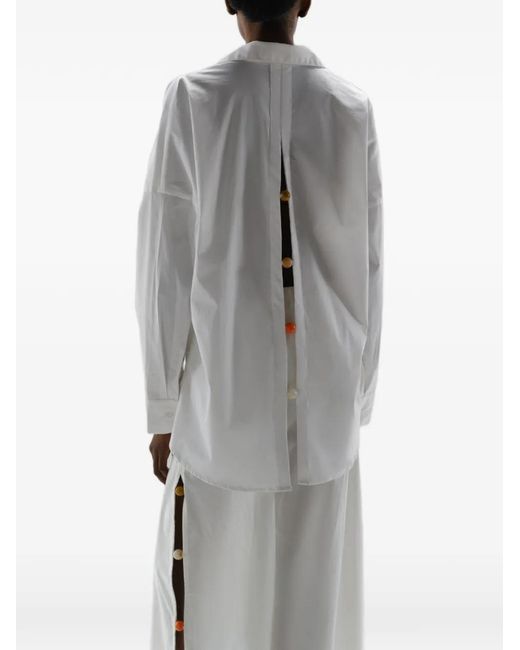 Baobab White Chemise Wayra À Pierres De Résine Et Fente Au Dos