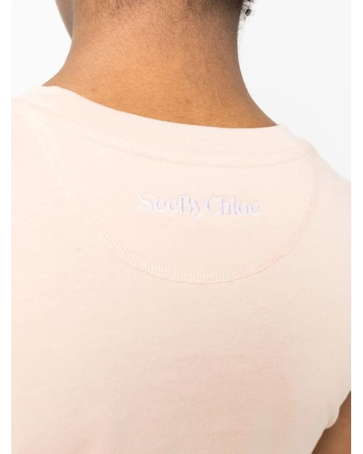 See By Chloé Pink Logo Cotton T-shirt