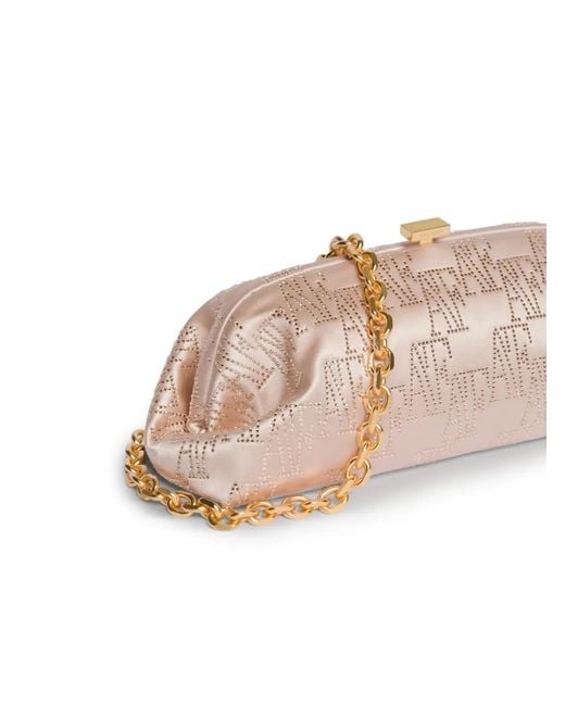Alberta Ferretti Pink Chain-Strap Logo Clutch Bag