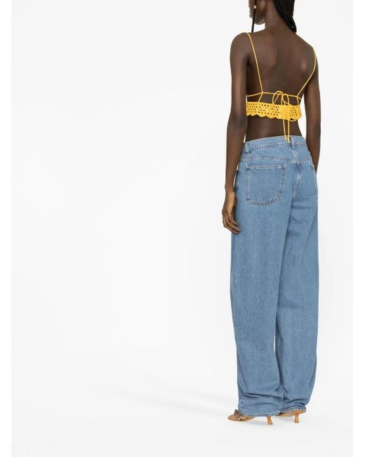 Stella McCartney Yellow Broderie-Anglaise Cropped Top