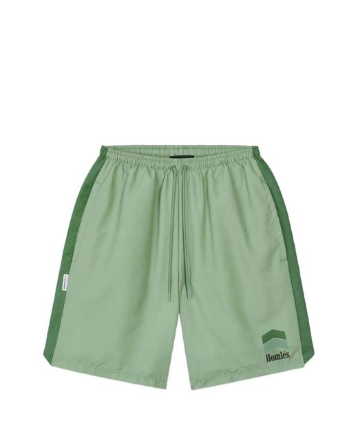 Homies Marbella Green Racing Logo-Detail Shorts for men