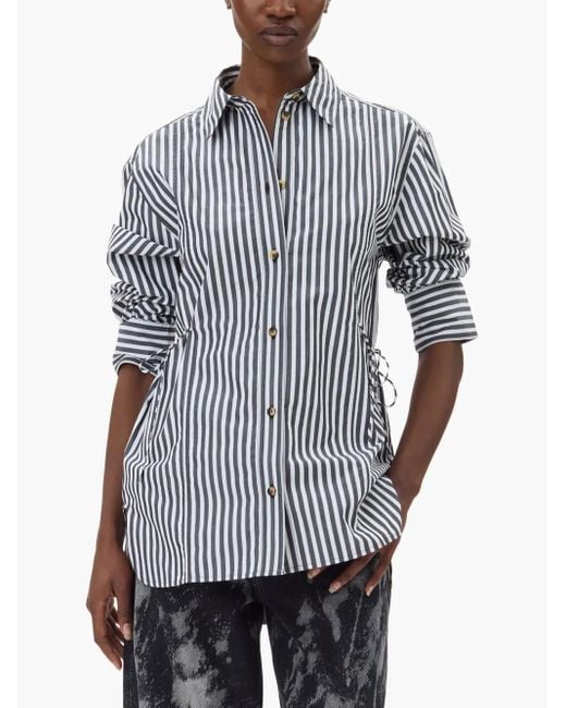 Ganni Gray Striped Poplin Shirt