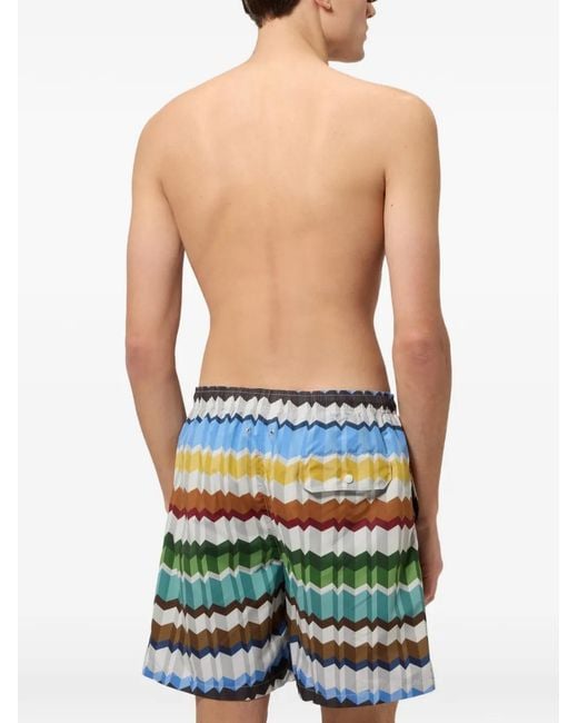 Missoni Blue Multicolored Swimsuit With Irregular Zigzag Pattern for men