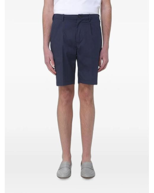 Brooksfield Blue Pleated Elasticated-Waist Shorts for men